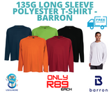 135g Long Sleeve Polyester T-Shirt - Barron - USB & MORE