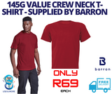 145g Value Crew Neck T-Shirt - Supplied by Barron - USB & MORE