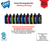 Nasty Rechargeable Bar 16000 puff 50mg| USBANDMORE