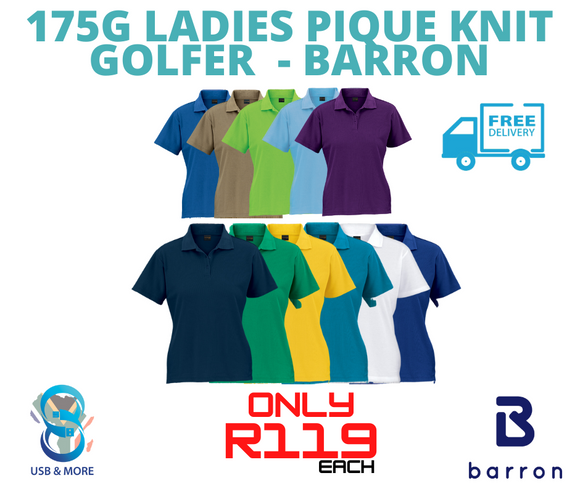 Ladies 175g Pique Knit Golfer - Barron - USB & MORE