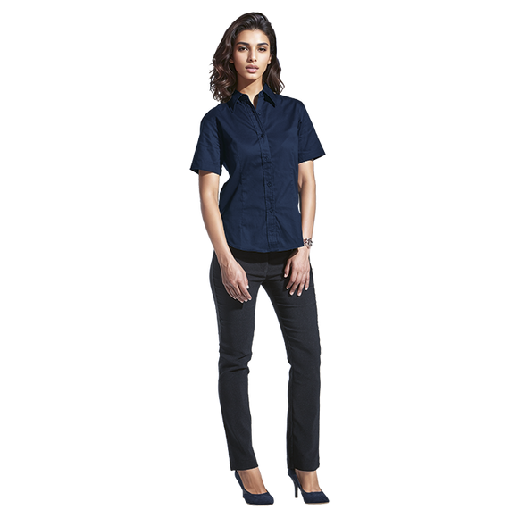 Ladies Brushed Cotton Twill Blouse Short Sleeve - Barron|usbandmore