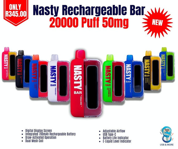 Nasty Rechargeable Bar 20000 Puff 50mg|USBANDMORE