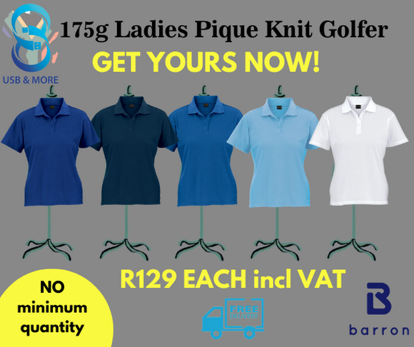 Ladies 175g Pique Knit Golfer - Barron - USB & MORE