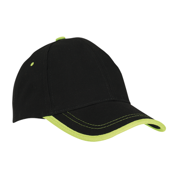 6 Panel Canvas Binding Cap - Barron Black Lime Barron