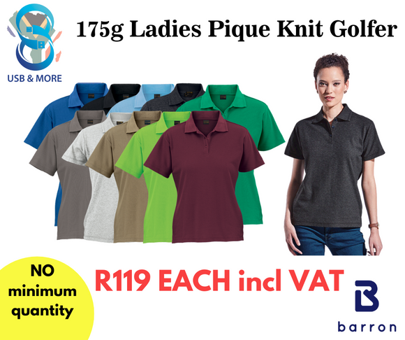 Ladies 175g Pique Knit Golfer - Barron - USB & MORE