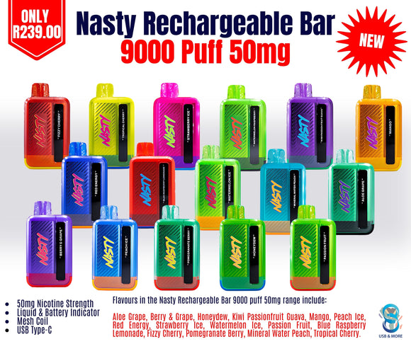 Nasty Rechargeable Bar 9000 puff 50mg|USBANDMORE