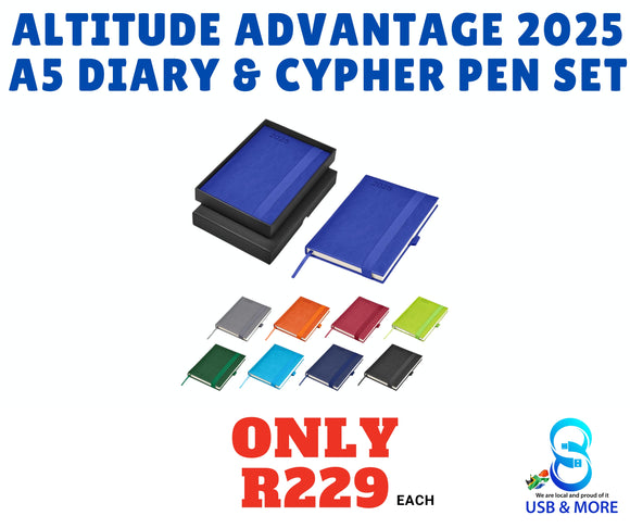 Altitude Advantage 2025 A5 Diary & Cypher Pen Set