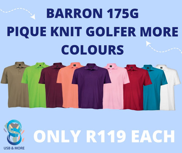 175g Mens Pique Knit Golfer (More Colours) - Barron