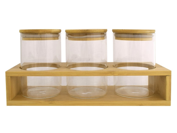 3-Piece Storage Jars & Stand|usbandmore