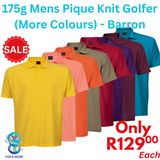 175g Mens Pique Knit Golfer (More Colours) - Barron Barron