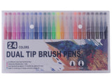 24-Piece Dual Tip Brush Pen Set|USBANDMORE