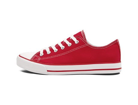 Red canvas sneakers sales